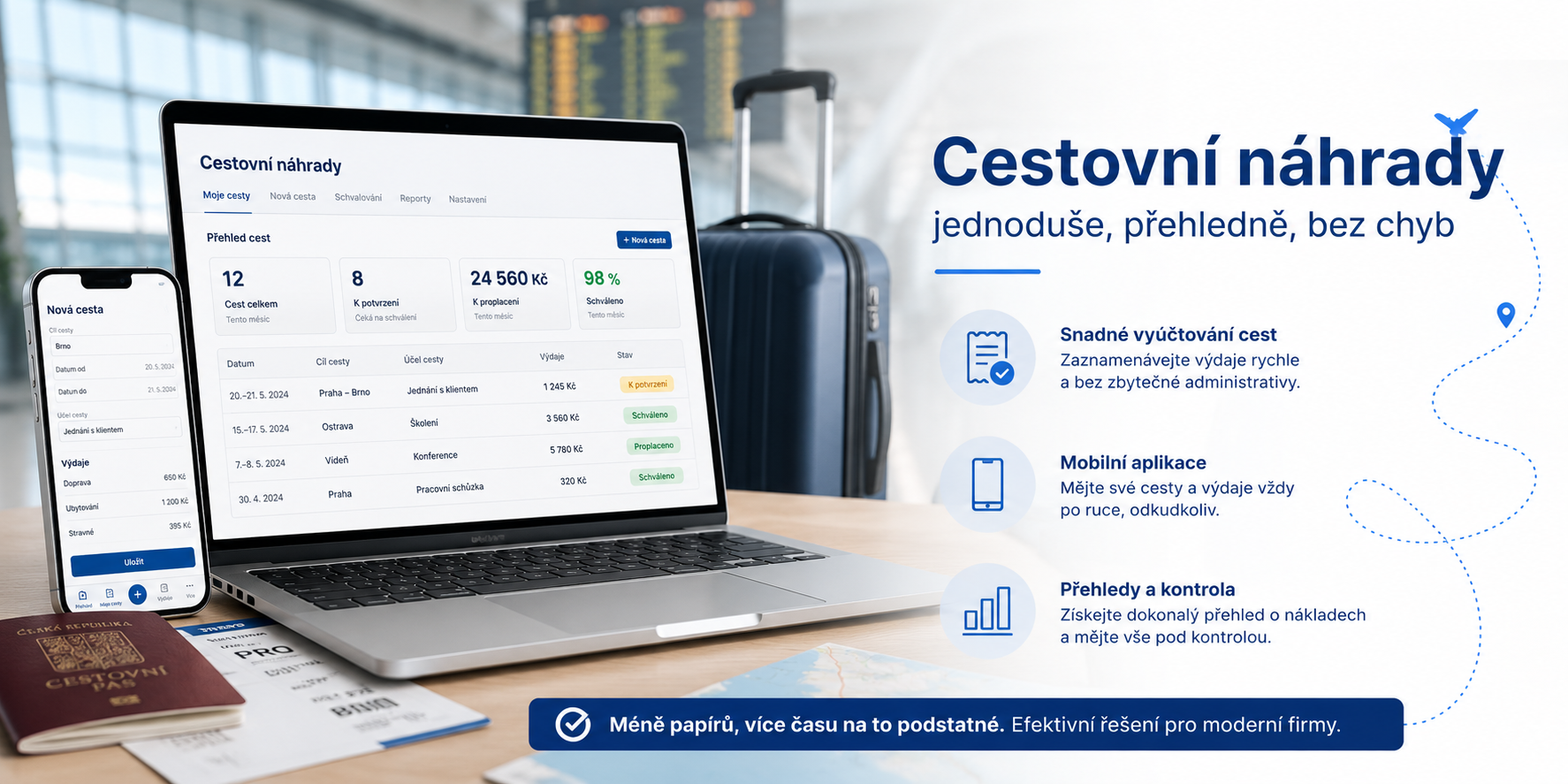 Aplikace na cestovní náhrady obchodních zástupců s napojením na Money S3
